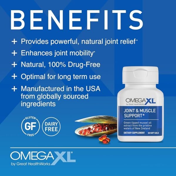 OmegaXL Joint & Muscle Support Supplement – Green-Lipped Mussel Oil Softgels (3 Pack)