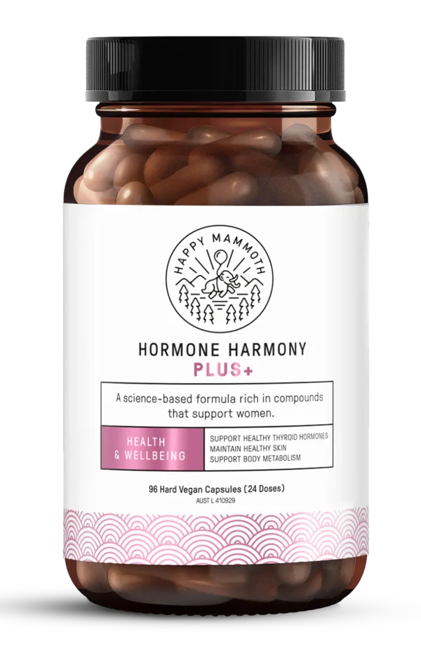 Happy Mammoth Hormone Harmony Plus+ – Women's Hormone Balance & Daily Wellness Supplement (48 Vegan Capsules)