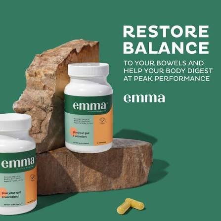 Emma Gut Health Dietary Supplement – Digestive Support Capsules for Bloating, Gas Relief & Regularity (60 Capsules)