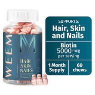 images (42) WEEM Hair, Skin & Nails Biotin 5000mcg Supplement – 60 Chews