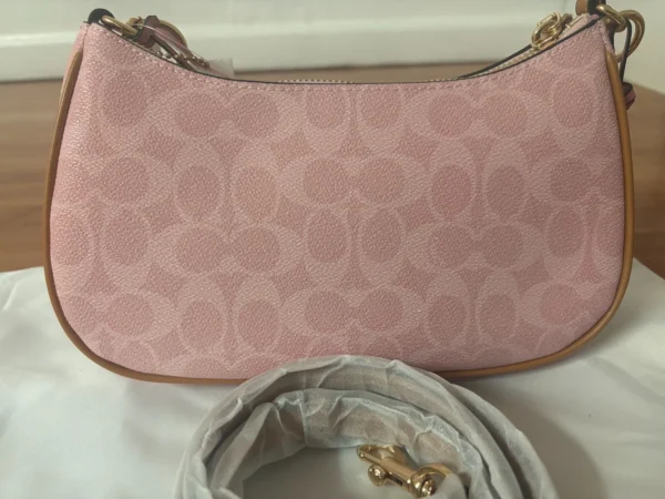NWT COACH Teri Shoulder Bag in Signature Canvas Gold Powder Pink