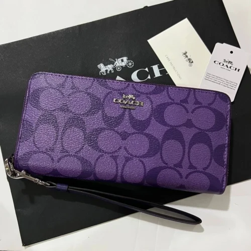 NEW COACH C4452 Long Round Zip Wallet with Strap in Purple Signature NEW COACH C4452 Long Round Zip Wallet with Strap in Purple Signature