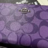 NEW COACH C4452 Long Round Zip Wallet with Strap in Purple Signature