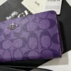 NEW COACH C4452 Long Round Zip Wallet with Strap in Purple Signature