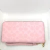COACH CW778 Signature Canvas Wallet with Strap in Pink Zip Around