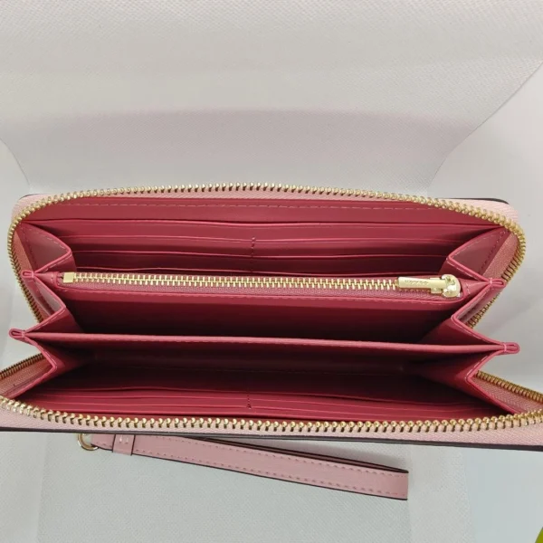 COACH CW778 Signature Canvas Wallet with Strap in Pink Zip Around